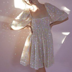 Selkie Rainbow Puff Sequin dress size 1XL